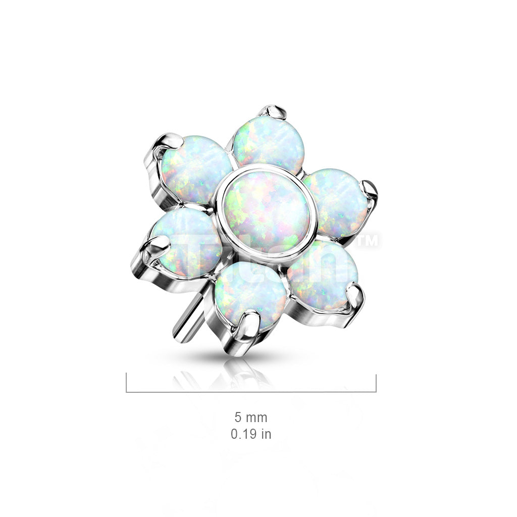 Implant Grade Titanium Threadless Push In Opal Flower With Bezel Set Center and Prong Set Petals - Image 7