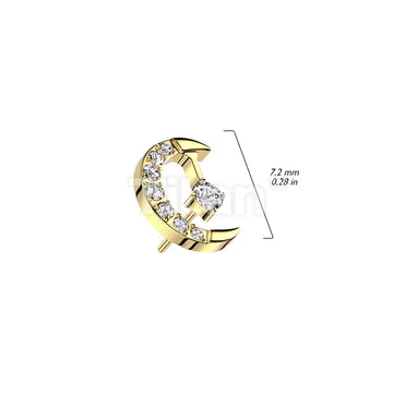 Implant Grade Titanium Threadless Push In CZ Pave Crescent Moon and CZ Center Top - Image 4