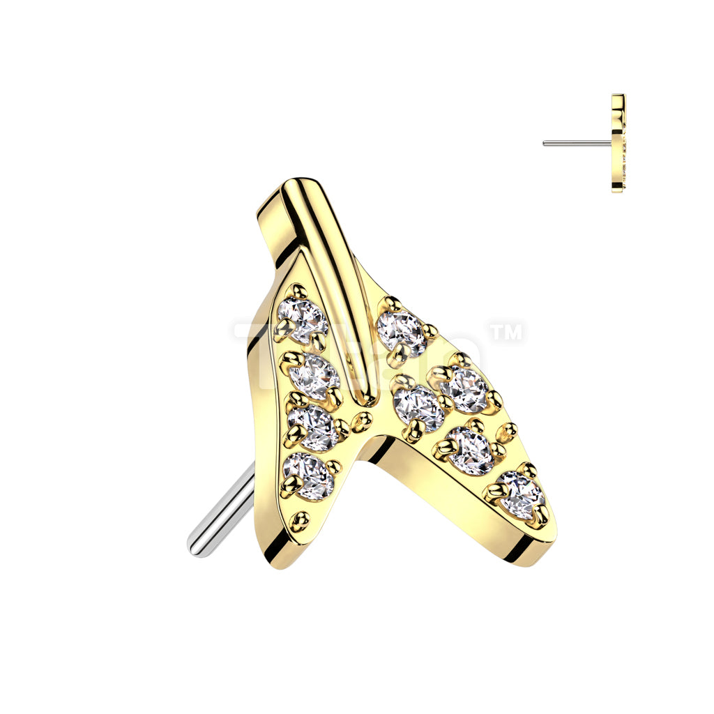 Implant Grade Titanium Threadless Push In Pave CZ Whale Tale End Top - Image 2