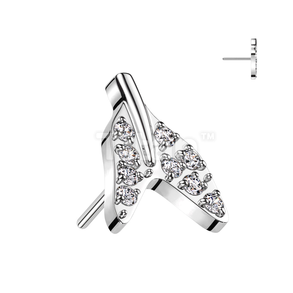 Implant Grade Titanium Threadless Push In Pave CZ Whale Tale End Top - Image 3