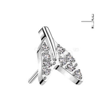 Implant Grade Titanium Threadless Push In Pave CZ Whale Tale End Top - Image 3