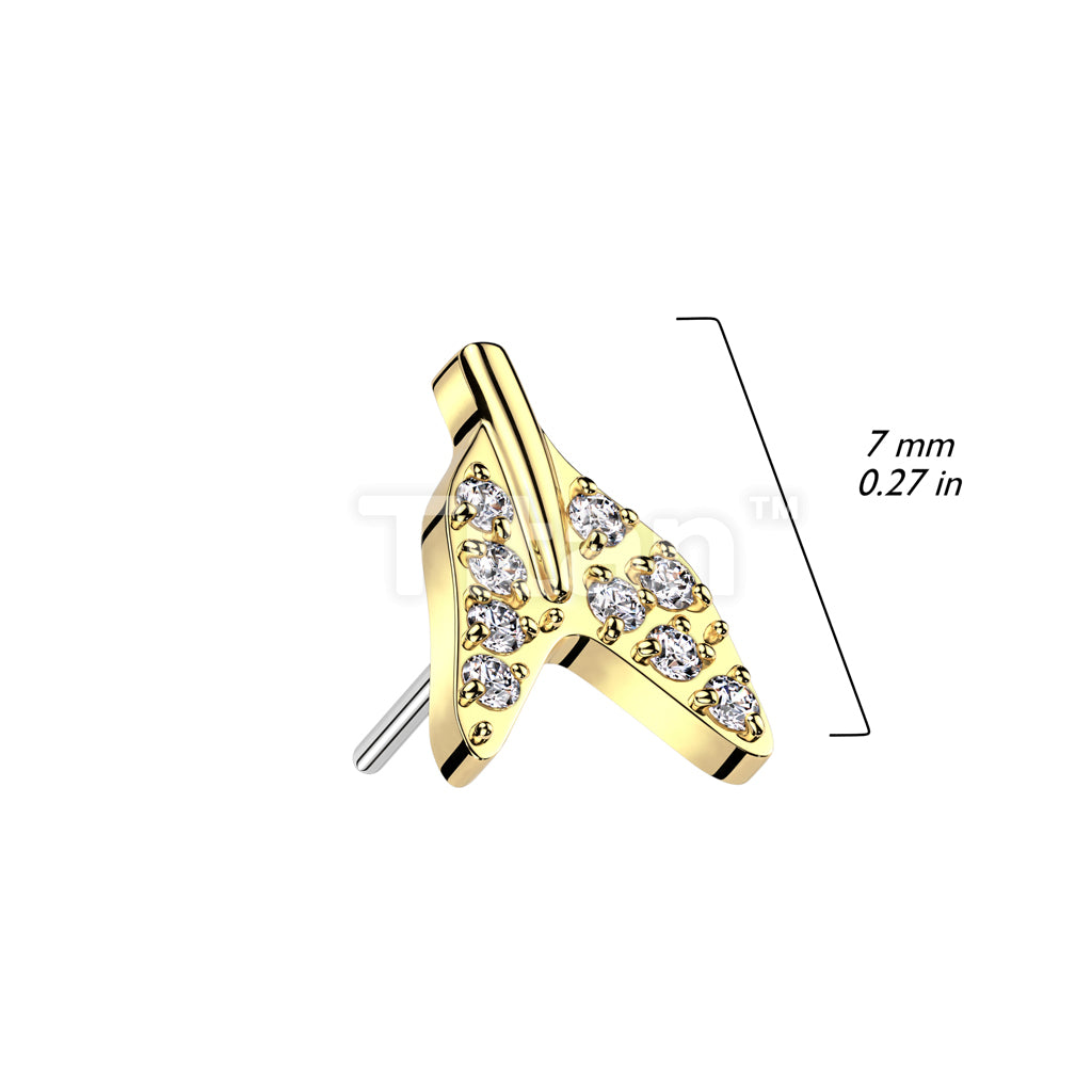 Implant Grade Titanium Threadless Push In Pave CZ Whale Tale End Top - Image 4