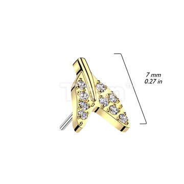 Implant Grade Titanium Threadless Push In Pave CZ Whale Tale End Top - Image 4