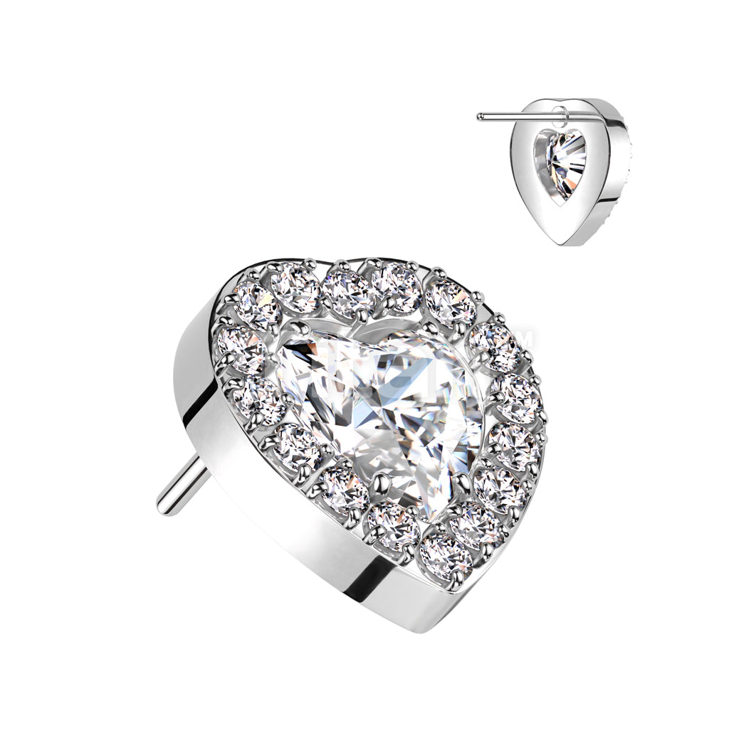 Implant Grade Titanium Threadless Push In Heart CZ Center With CNC CZ Rim - Image 2