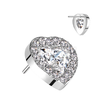 Implant Grade Titanium Threadless Push In Heart CZ Center With CNC CZ Rim - Image 2