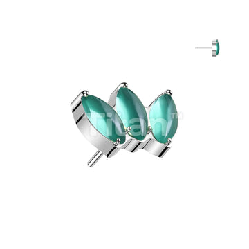 Implant Grade Titanium Threadless Push In Triple Marquise Natural Stone Top - Image 5