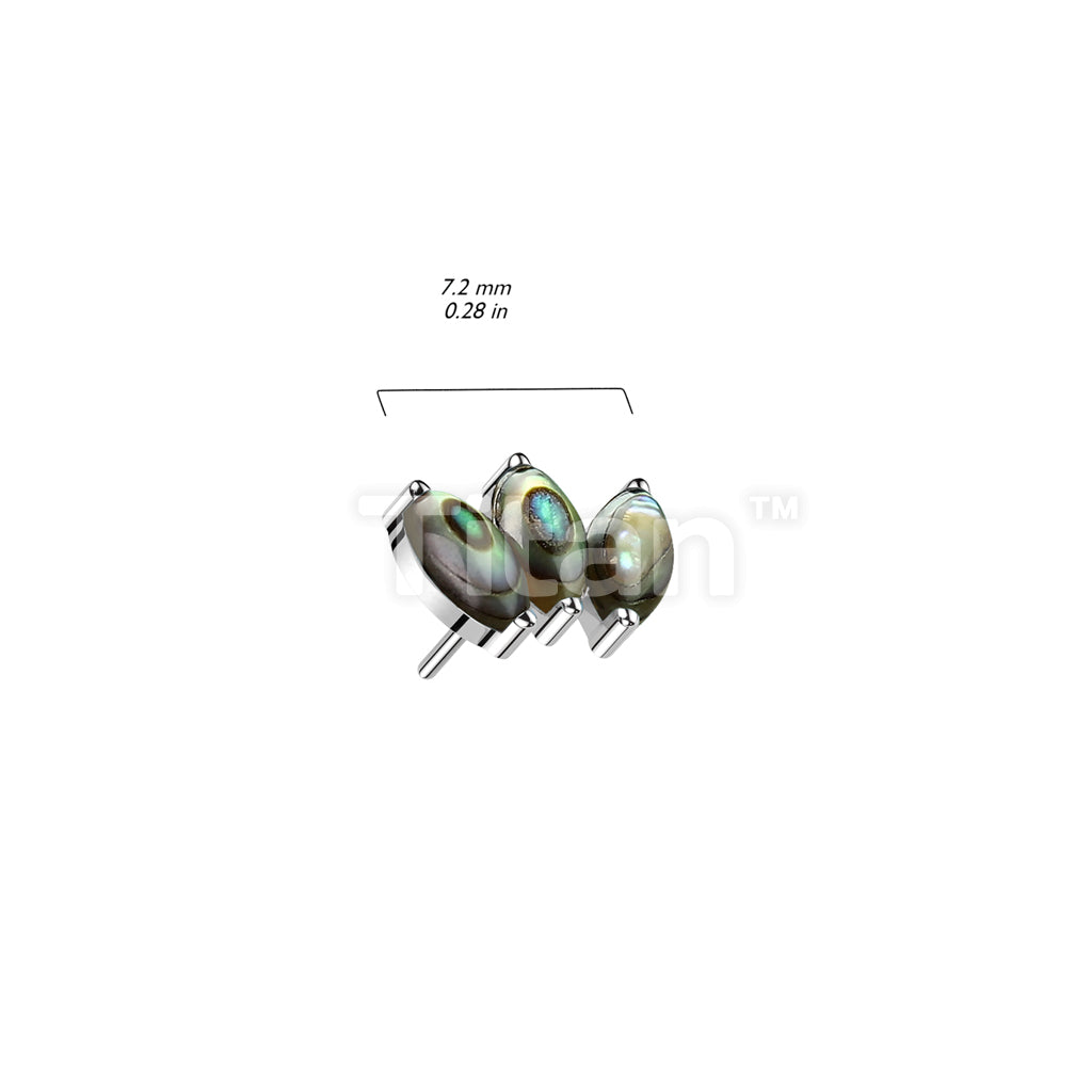 Implant Grade Titanium Threadless Push In Triple Marquise Natural Stone Top - Image 8
