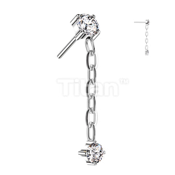 Implant Grade Titanium Threadless Push In CZ Top With CZ Dangle - Image 2