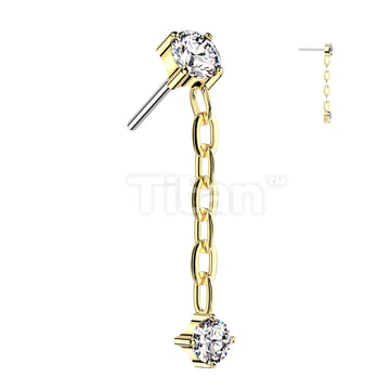 Implant Grade Titanium Threadless Push In CZ Top With CZ Dangle - Image 3