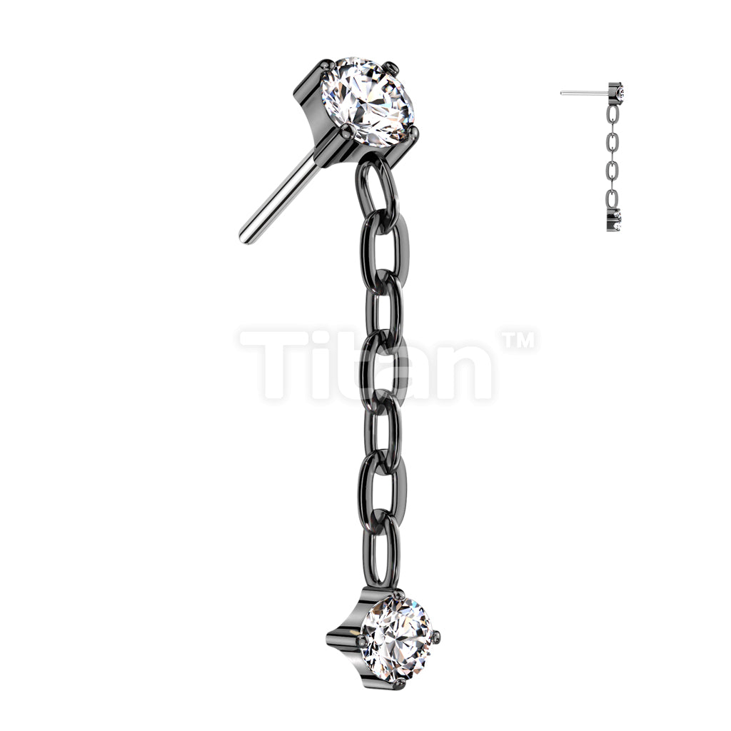 Implant Grade Titanium Threadless Push In CZ Top With CZ Dangle - Image 4