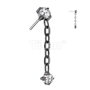 Implant Grade Titanium Threadless Push In CZ Top With CZ Dangle - Image 4