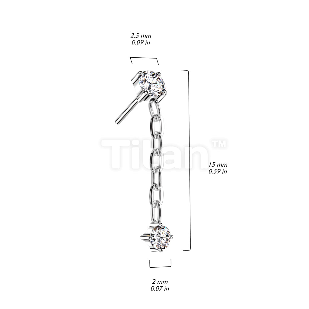 Implant Grade Titanium Threadless Push In CZ Top With CZ Dangle - Image 5