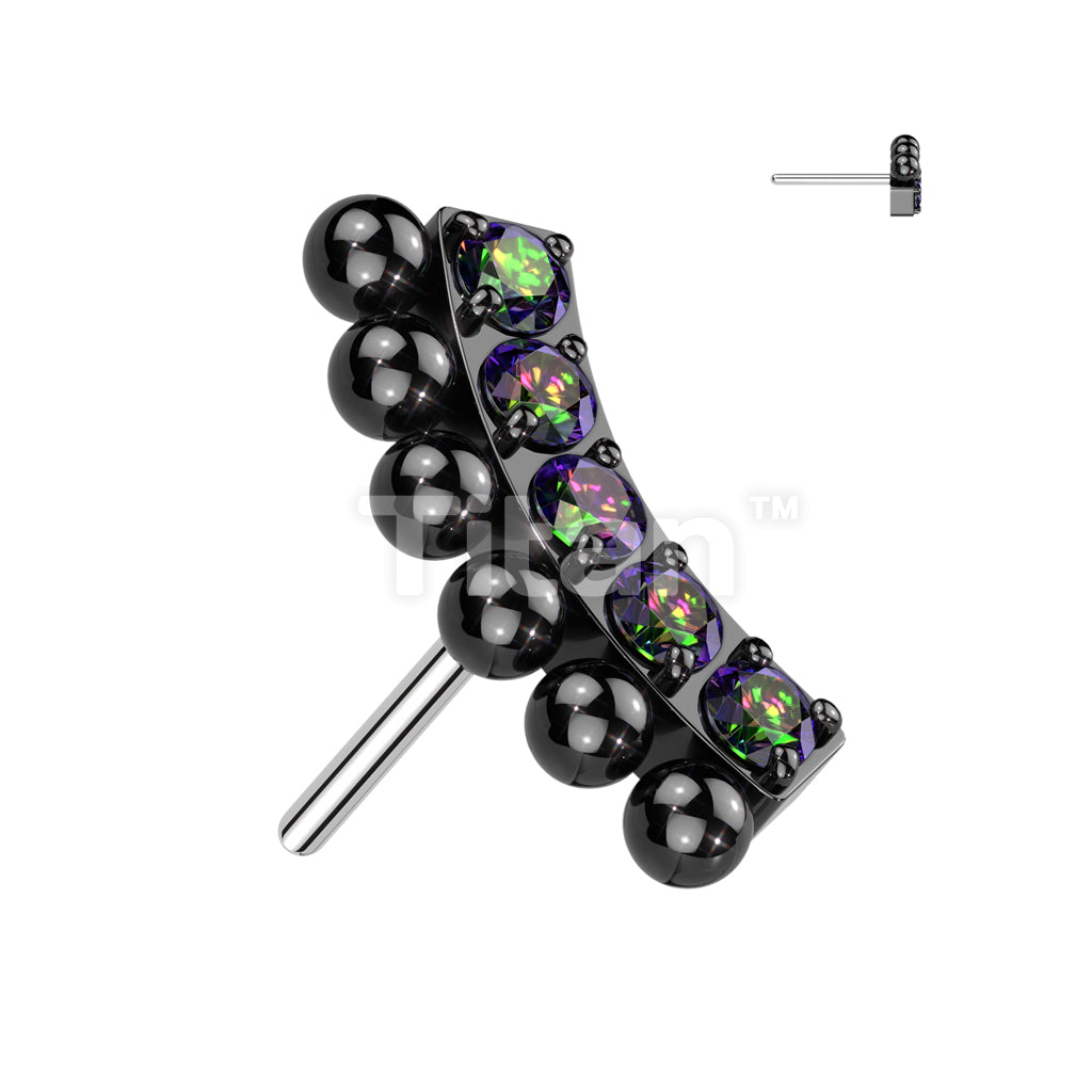 Implant Grade Titanium Threadless Push In 5 CNC Set CZ Curved Top With Balls on Top - Image 4