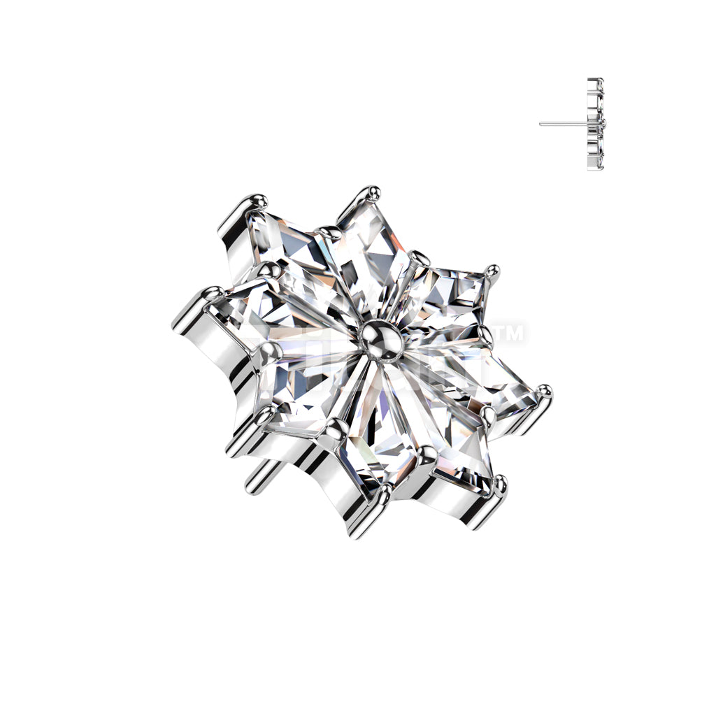 Implant Grade Titanium Threadless Push In 8 Spear Shaped CZ Flower Top - Image 2