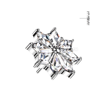 Implant Grade Titanium Threadless Push In 8 Spear Shaped CZ Flower Top - Image 2