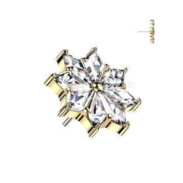 Implant Grade Titanium Threadless Push In 8 Spear Shaped CZ Flower Top - Image 3