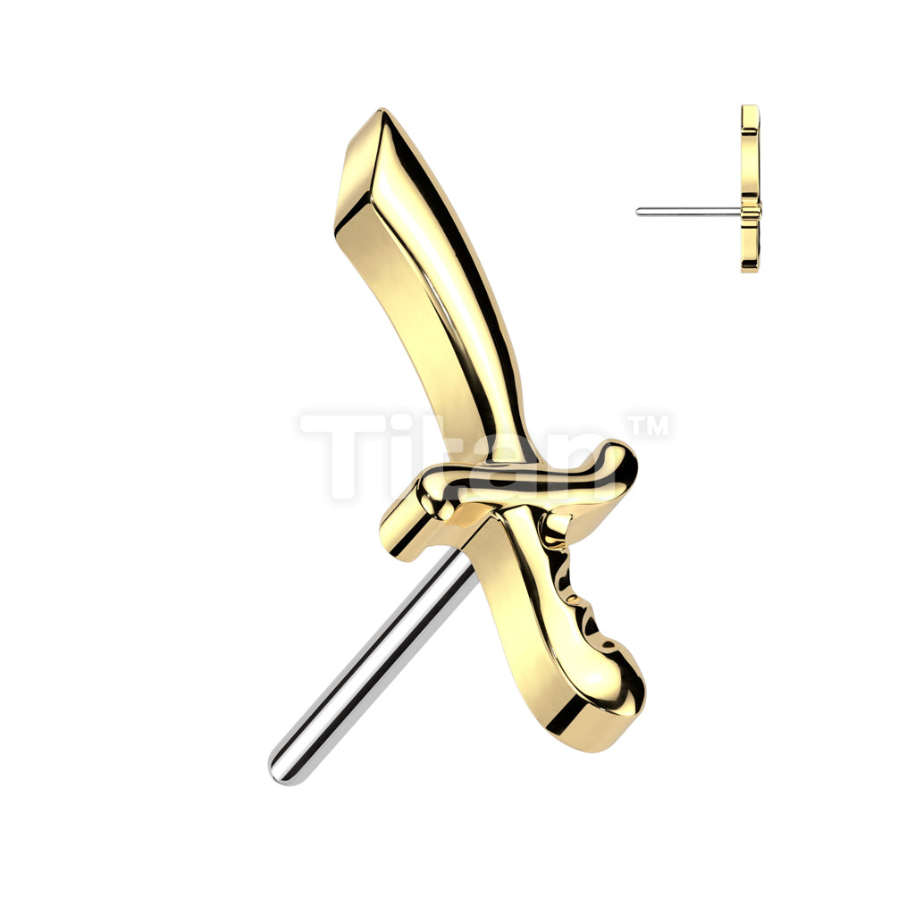 Implant Grade Titanium Threadless Push In Pirate Cutlass Sword Top - Image 2
