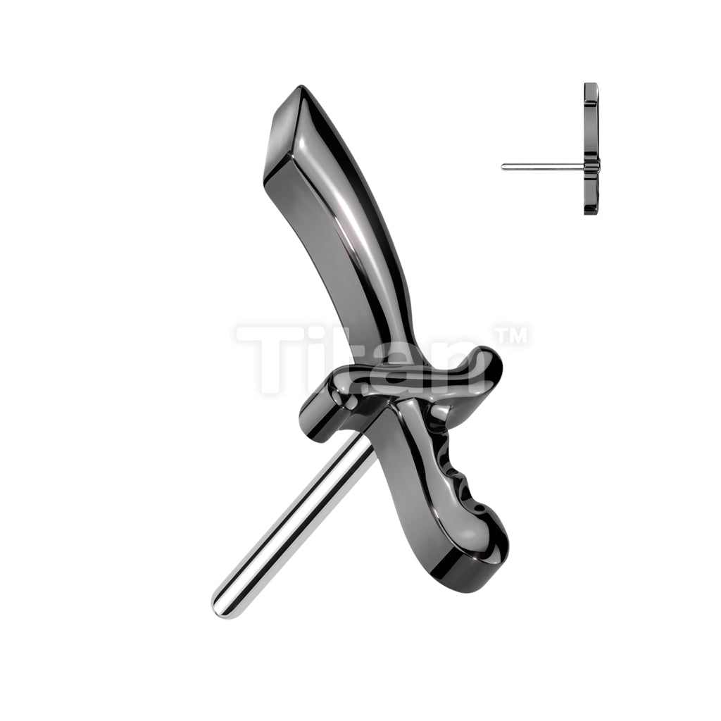 Implant Grade Titanium Threadless Push In Pirate Cutlass Sword Top - Image 3