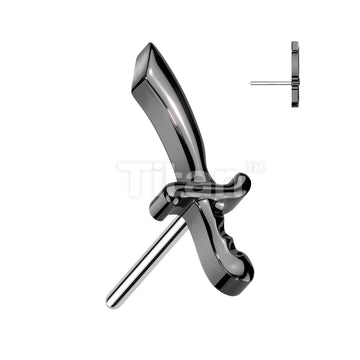 Implant Grade Titanium Threadless Push In Pirate Cutlass Sword Top - Image 3