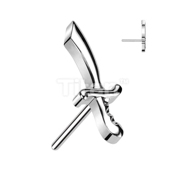 Implant Grade Titanium Threadless Push In Pirate Cutlass Sword Top - Image 4