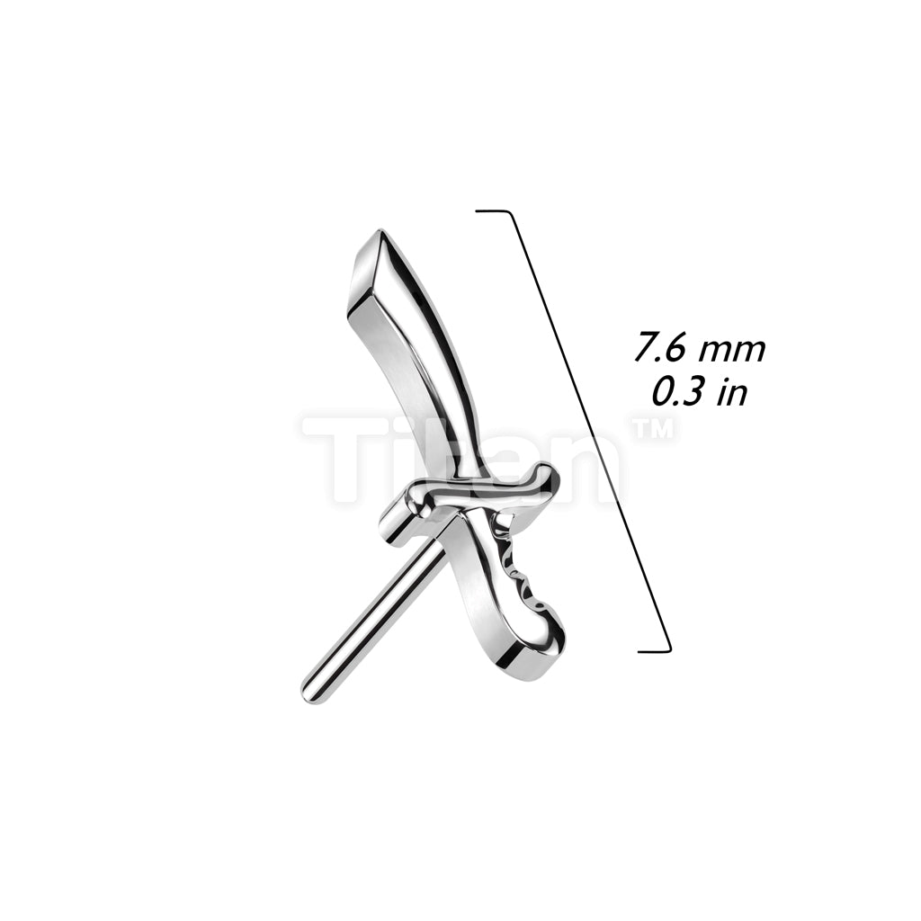 Implant Grade Titanium Threadless Push In Pirate Cutlass Sword Top - Image 5