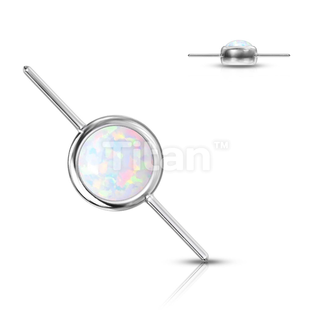 Implant Grade Titanium Threadless Push In Bezel Set Opal Connector - Image 2
