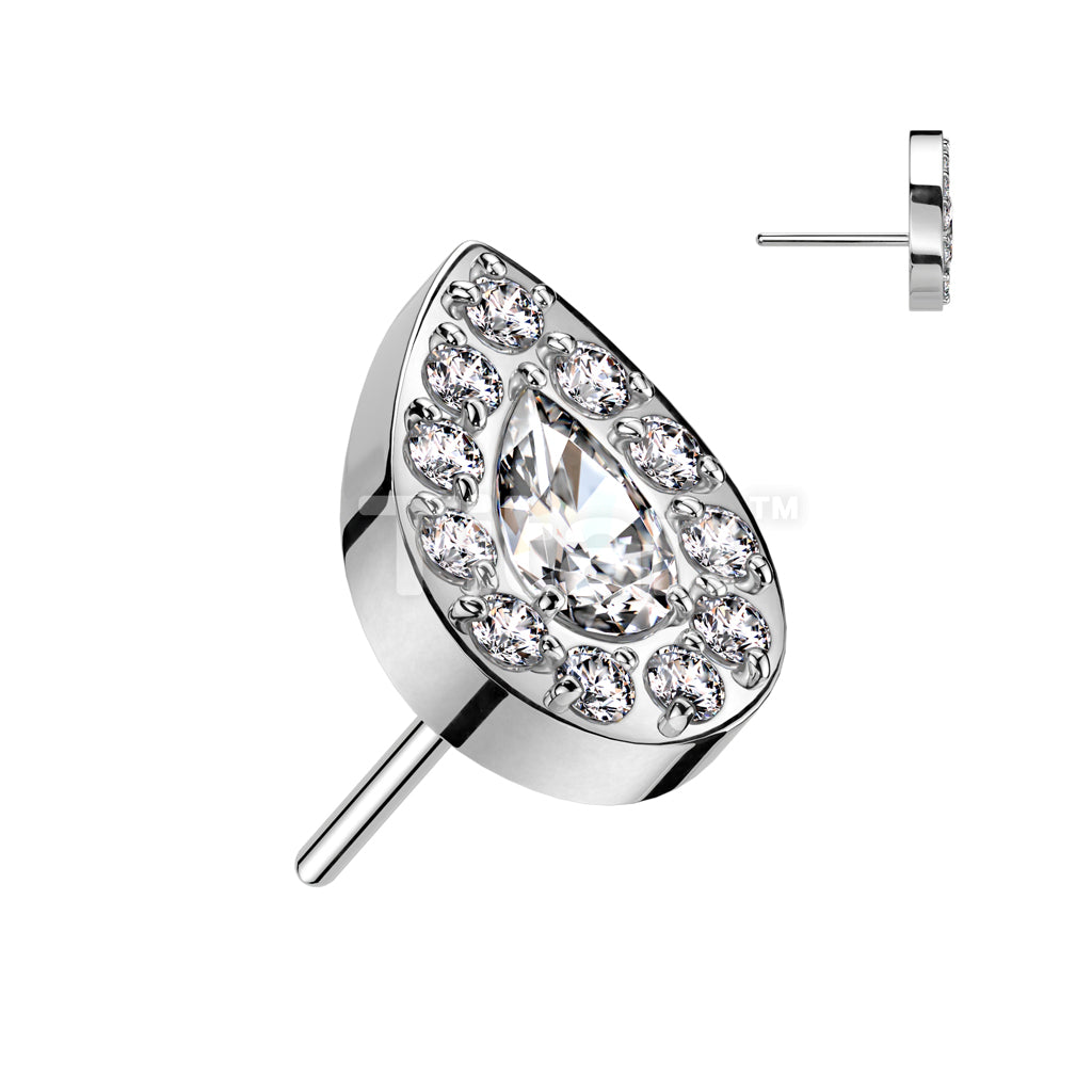 Implant Grade Titanium Threadless Push In Teardrop CZ Center With CNC CZ Rim Top - Image 2