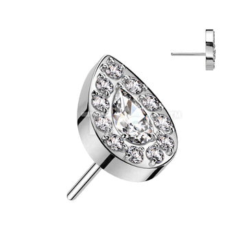 Implant Grade Titanium Threadless Push In Teardrop CZ Center With CNC CZ Rim Top - Image 2