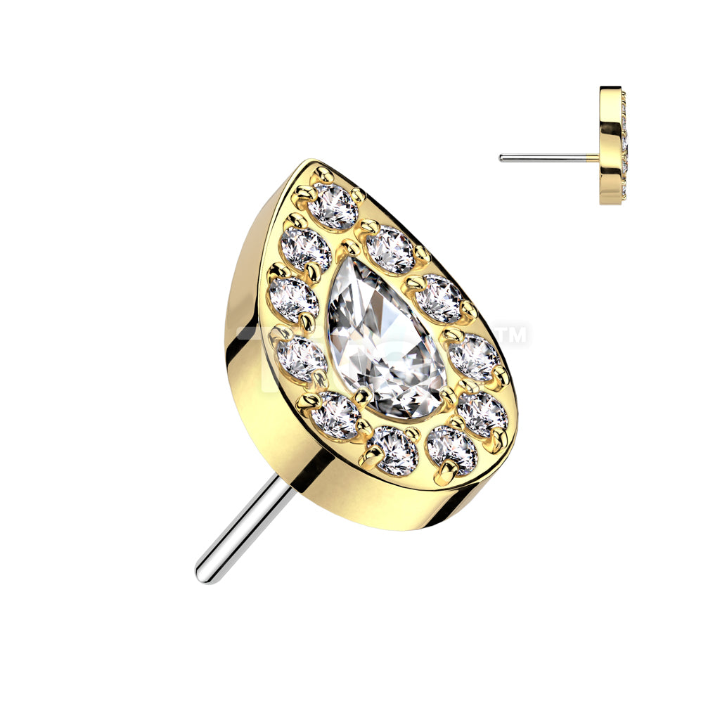 Implant Grade Titanium Threadless Push In Teardrop CZ Center With CNC CZ Rim Top - Image 3