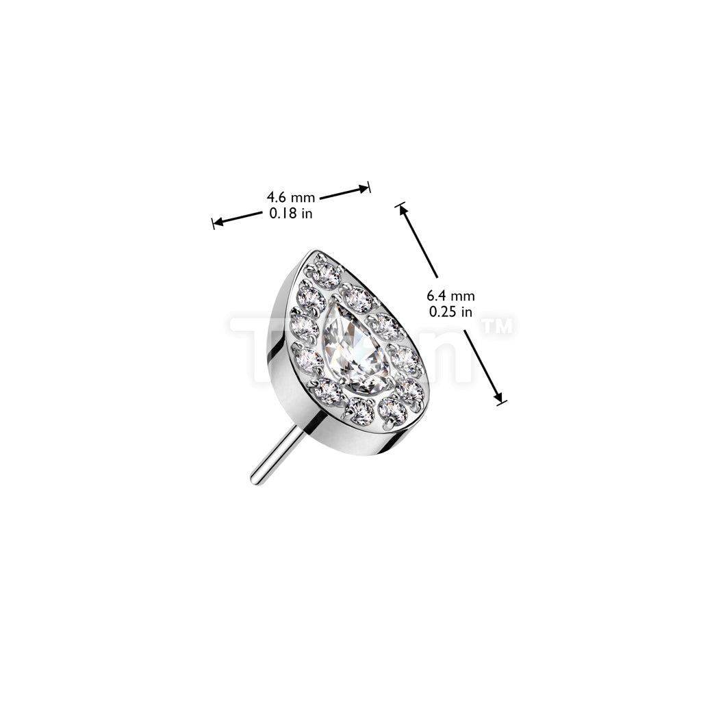 Implant Grade Titanium Threadless Push In Teardrop CZ Center With CNC CZ Rim Top - Image 4