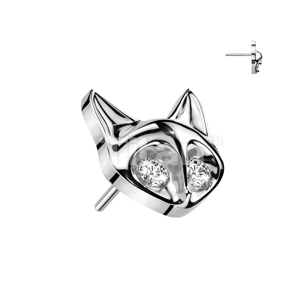 Implant Grade Titanium Threadless Push In Fox With CZ Eyes Top - Image 2