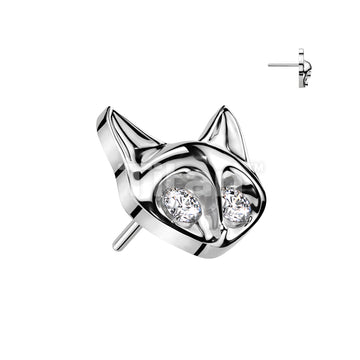 Implant Grade Titanium Threadless Push In Fox With CZ Eyes Top - Image 2