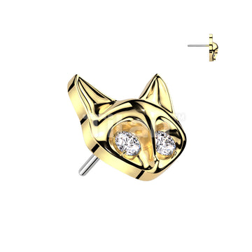 Implant Grade Titanium Threadless Push In Fox With CZ Eyes Top - Image 3
