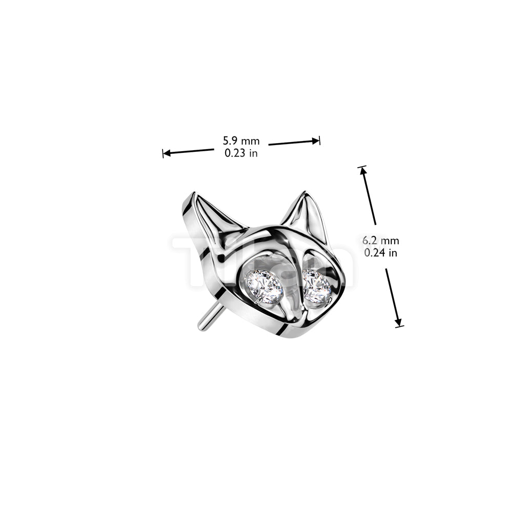 Implant Grade Titanium Threadless Push In Fox With CZ Eyes Top - Image 4
