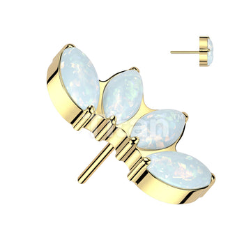 Implant Grade Titanium Threadless Push In 4 Marquise Opal and Natural Stone Fan Top - Image 3
