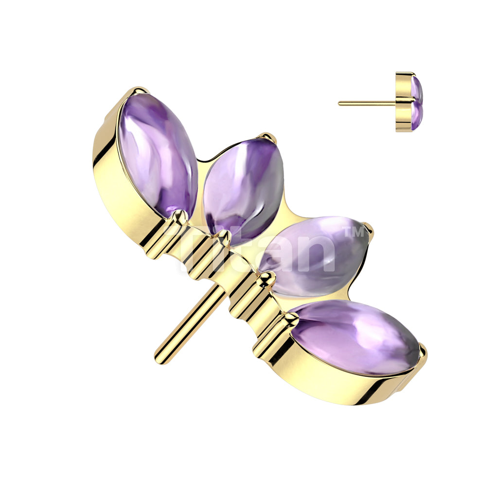 Implant Grade Titanium Threadless Push In 4 Marquise Opal and Natural Stone Fan Top - Image 4