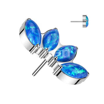Implant Grade Titanium Threadless Push In 4 Marquise Opal and Natural Stone Fan Top - Image 6