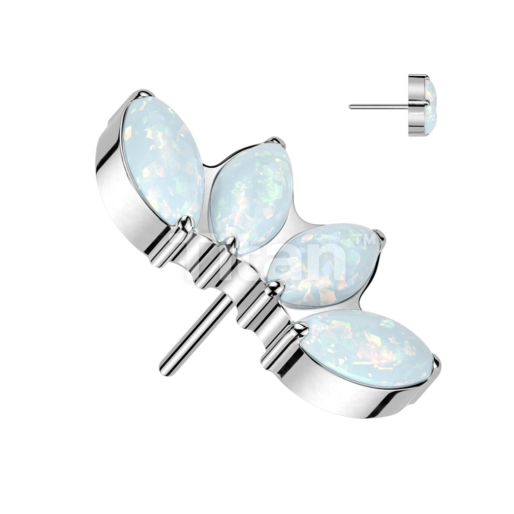 Implant Grade Titanium Threadless Push In 4 Marquise Opal and Natural Stone Fan Top - Image 7