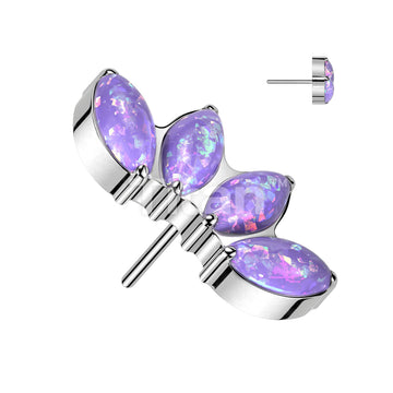 Implant Grade Titanium Threadless Push In 4 Marquise Opal and Natural Stone Fan Top - Image 8