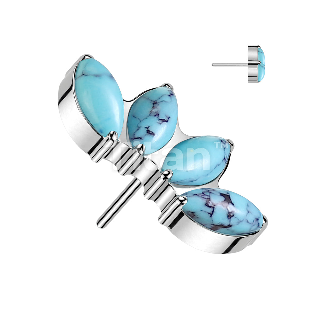 Implant Grade Titanium Threadless Push In 4 Marquise Opal and Natural Stone Fan Top - Image 9
