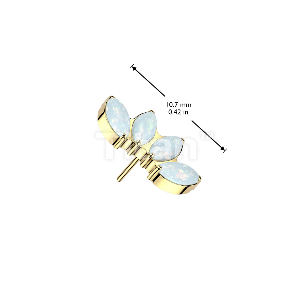 Implant Grade Titanium Threadless Push In 4 Marquise Opal and Natural Stone Fan Top - Image 10