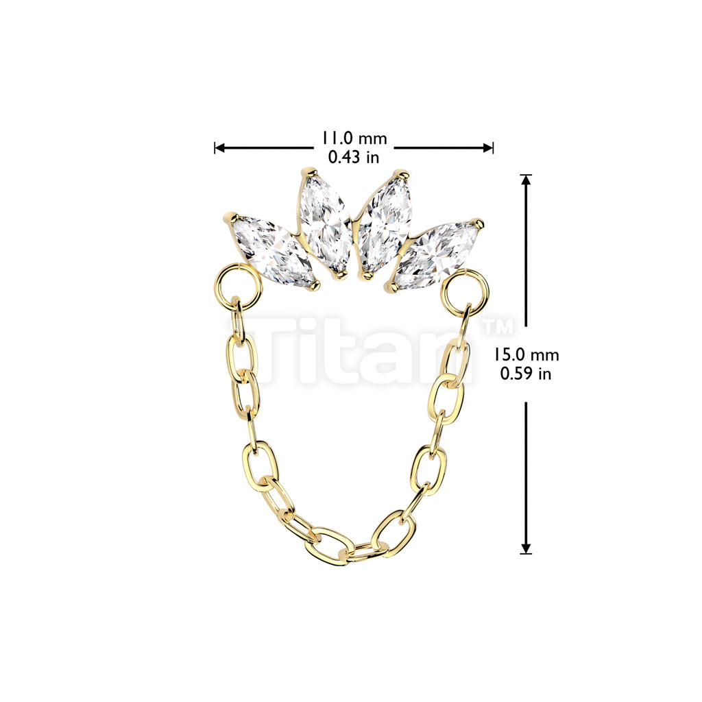 Implant Grade Titanium Threadless Push In Chain Linked 4 Marquise CZ Fan Top - Image 4