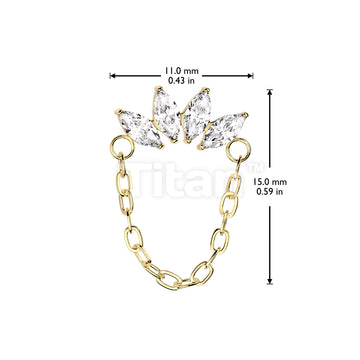Implant Grade Titanium Threadless Push In Chain Linked 4 Marquise CZ Fan Top - Image 4