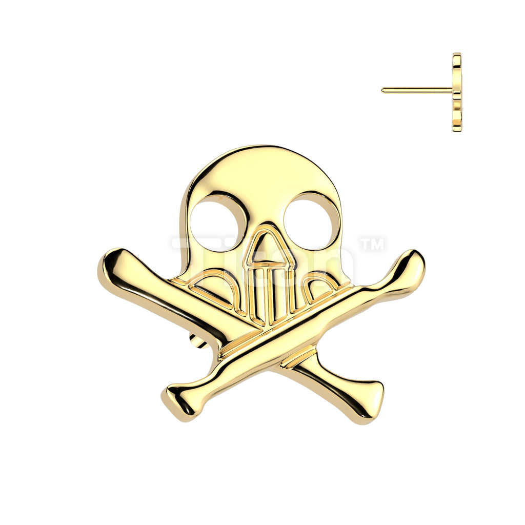 Implant Grade Titanium Threadless Push In Skull With Crossbones Top - Image 2