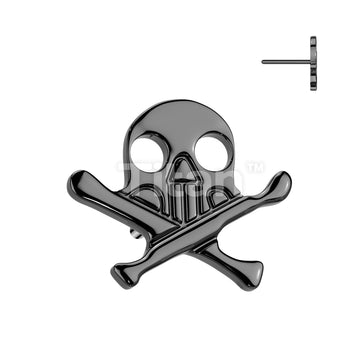 Implant Grade Titanium Threadless Push In Skull With Crossbones Top - Image 3
