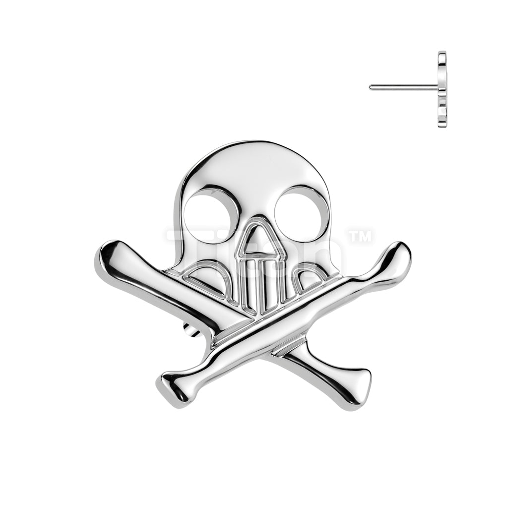 Implant Grade Titanium Threadless Push In Skull With Crossbones Top - Image 4