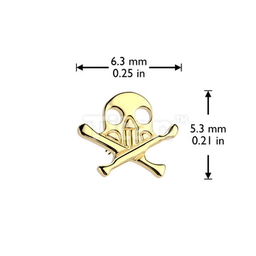 Implant Grade Titanium Threadless Push In Skull With Crossbones Top - Image 5