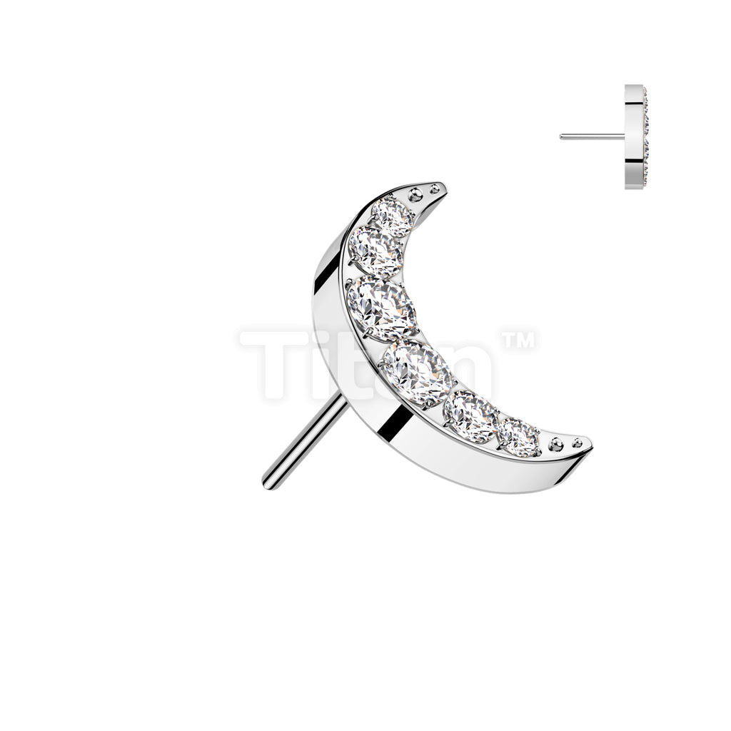 Implant Grade Titanium Threadless Push In 6 CNC Set CZ Crescent Moon Top - Image 2