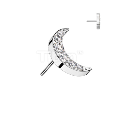 Implant Grade Titanium Threadless Push In 6 CNC Set CZ Crescent Moon Top - Image 2
