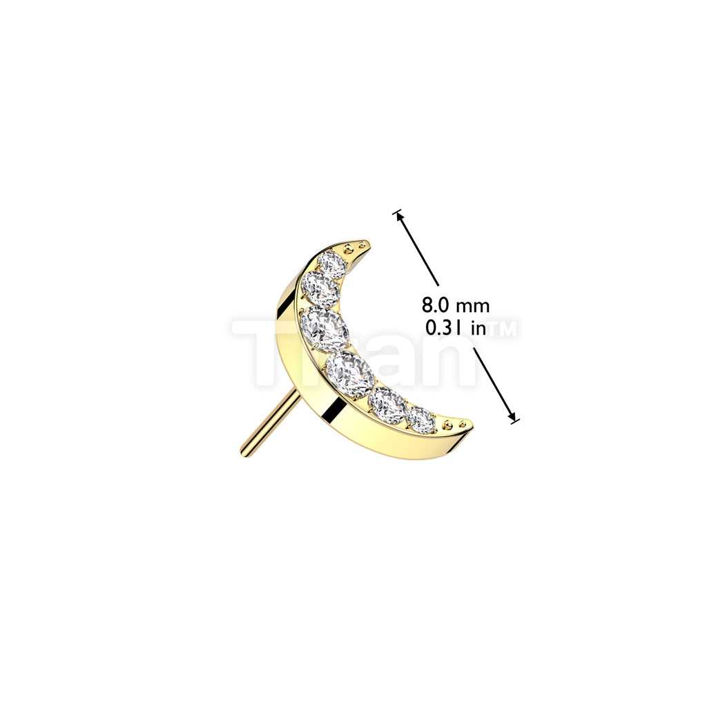 Implant Grade Titanium Threadless Push In 6 CNC Set CZ Crescent Moon Top - Image 4
